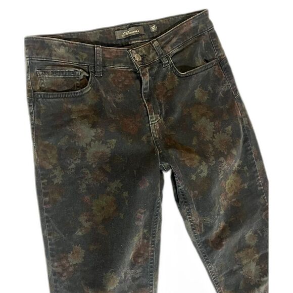 RARE Mason's Italian Brushed Cotton Black Floral Pants Printed Size 27 Ankle - Picture 3 of 7